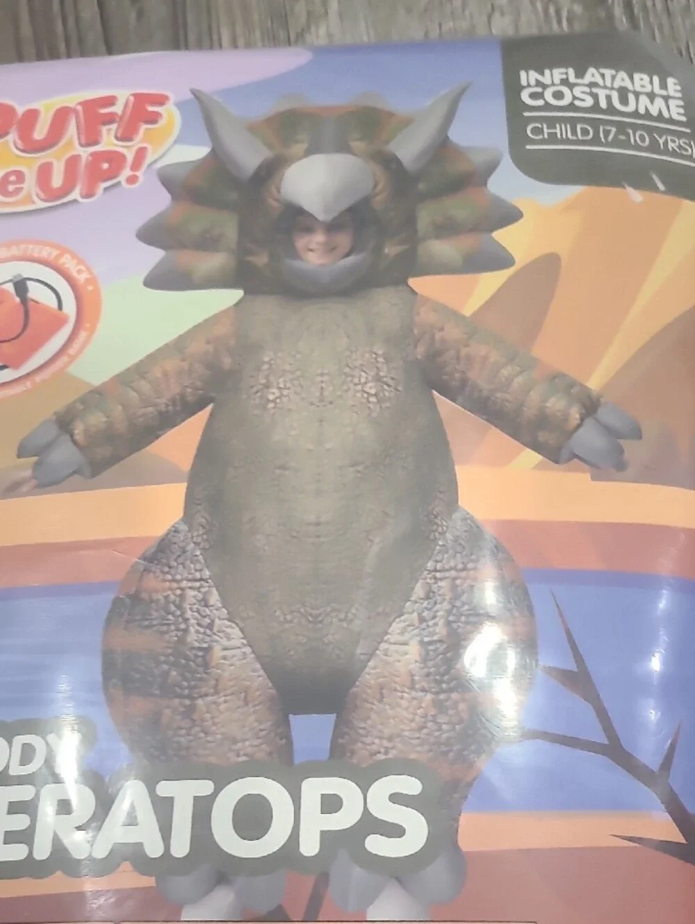 Spooktacular Creation Inflatable Triceratops Kids Costume Size 7-10